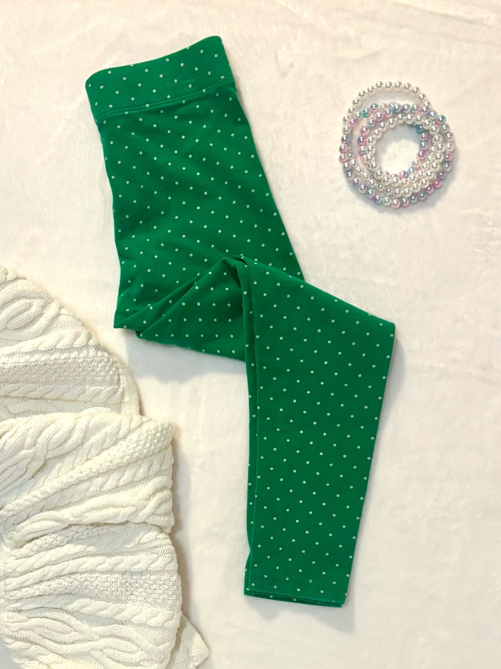 Mini Boden Green Polka Dot Leggings | Size 5–6 (116 cm) | Excellent